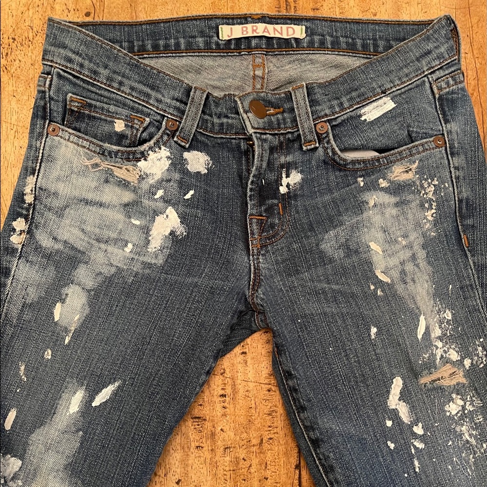 J Brand paint splatter destroyed skinny Jean